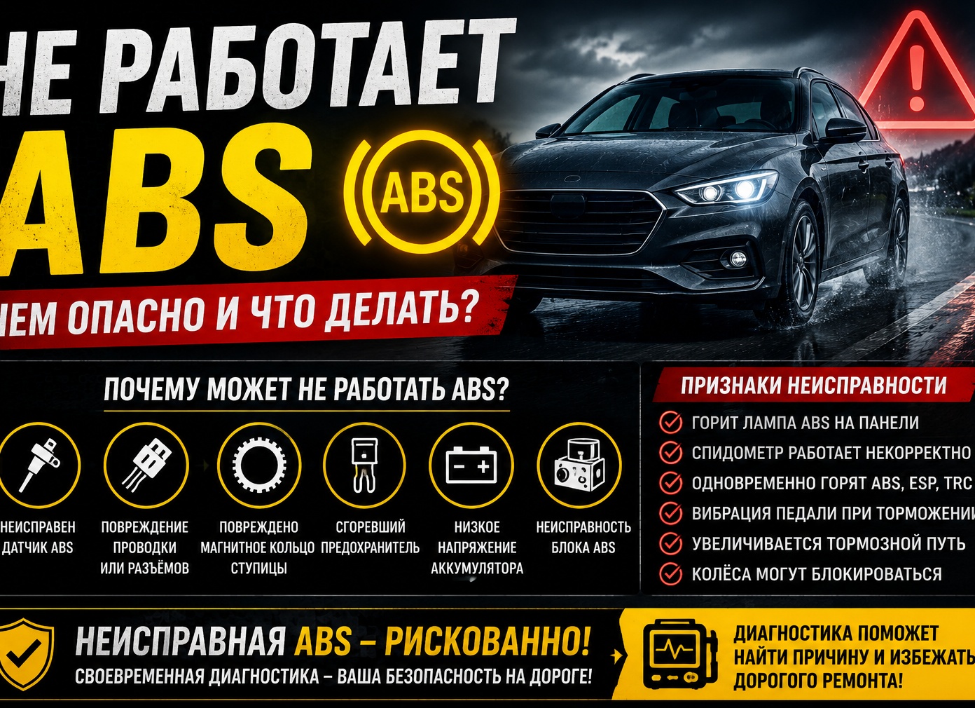 Как проверить работу АБС на автомобиле своими руками